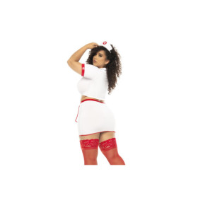 Costume infirmière 3 pièces grande taille, top avec zip fonctionnel, jupe et serre tête 
